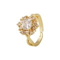 Elegant gold adjustable ring with square champagne zircon and twisted band design - Style 3 (Intertwined Square Zirconia)
