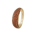 Adjustable gold plated open ring for women with pave set orange red zircons - Orange Red Pave Zirconia Style (款式六)