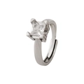 Silver open ring featuring a clear square zircon stone in a four-claw setting - Style 4 (Silver Four-Prong Square Diamond)