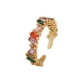 Adjustable gold ring with vibrant multi-color baguette-cut cubic zirconia stones - Multicolor Rectangle Zirconia Wave Style (款式七)