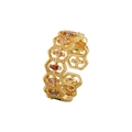 Adjustable gold honeycomb ring with colorful marquise-cut zircons and open band - Multicolor Marquise Zirconia Honeycomb Hollow Style (款式十)