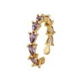 Adjustable gold plated open ring featuring pear-cut purple zircon stones for women - Style 7 (Purple Water-drop Zirconia)