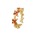 Vintage gold adjustable ring with orange zircon flower and butterfly details - Style 8 (Orange Flower and Butterfly)