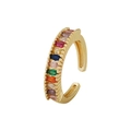 Adjustable golden C-shaped ear cuff featuring rainbow marquise-cut zircon stones - Multicolor Marquise Zirconia Row Style (款式十一)