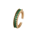 Adjustable gold ring with marquise-cut green zircon stones in a claw setting - Green Marquise Zirconia Row Style (款式十二)