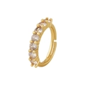 Golden adjustable ring with seven sparkling round cubic zirconia in claw setting - Style 13 (Gold Seven-Stone Prong Set)