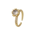 Adjustable golden ring with champagne round zircon and micropave band detailing - Style 15 (Bud-shaped Main Stone)