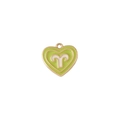 Pendente a cuore dorato con smalto verde e simbolo del segno zodiacale Ariete bianco - Ariete