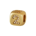 Ciondolo a cubo placcato oro con numero 2 in zirconi per bracciali e collane fai-da-te - Stile Numero 2 (1704)