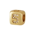 Ciondolo a cubo dorato con numero 5 in zirconi per creazione gioielli fai da te - Stile Numero 5 (1704)