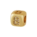 Perla a cubo dorata con zirconi numero 8 per la creazione di bracciali e gioielli DIY - Stile Numero 8 (1704)