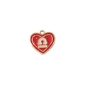 Ciondolo cuore in smalto rosso con cornice dorata e motivo logo bianco intrecciato - Bilancia