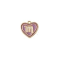 Ciondolo a cuore dorato in smalto viola con lettera m per collane personalizzate - Scorpione