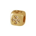 Charm a cubo placcato oro con croce in zirconi per creazione di gioielli fai-da-te - Stile Forma di Croce (1704)
