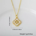 Vista detallada de un colgante trébol chapado en oro 18K con dimensiones y peso - Trébol de cuatro hojas / Solo Colgante (Sin Cadena)