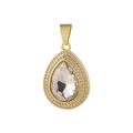 Elegante collana placcata in oro con ciondolo a doppio halo in zircone trasparente a pera - Solo ciondolo / Goccia-Bianco