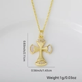 Colgante de violín de concha bañada en oro de 18K para collares con circonitas brillantes - Cruz / Solo Colgante (Sin Cadena)