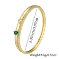 Gold open bangle featuring a pear-cut green zircon and floral pave diamond accents - Green