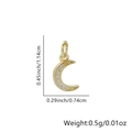 Ciondolo a luna dorata con zirconi cubici incluse misure di altezza e peso del prodotto - Ciondolo a Mezzaluna Bombato con Strass (Stile 3)