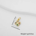 Detailed size specifications of a gold cross pendant with colorful gemstones - Geometric Block Spliced Windmill Style (1456)