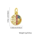 Colgante redondo bañado en oro con circonitas de colores y diseño de celosía - Estilo Floral De Celosía De Ventana B (1437) / Solo Colgante (Sin Cadena)