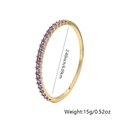 Detail of 18K gold plated bangle with purple cubic zirconia stones and size measurements - Purple Square Gemstone Style