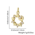 Ciondolo stella e luna dorata con zirconi chiari e misure dettagliate del prodotto - Ciondolo a Cerchio con Stella e Luna Intrecciate (Stile 10)