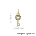 Ciondolo a chiave cuore dorato con cristalli e misure 1,31 cm x 0,56 cm - Stile Chiave in Zirconia a Cuore (Stile 6)
