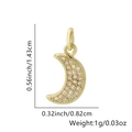 Pendente a mezzaluna dorata con micro-pavé di cristalli e anello di sospensione - Ciondolo Luna con Zirconia Pavé (Stile 11)