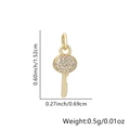 Ciondolo chiave a cuore dorato con zirconi incastonati e dimensioni precise della taglia - Stile Chiave a Testa Rotonda con Strass (Stile 9)