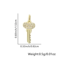 Ciondolo a chiave a cuore dorato con cristalli, misura 1,52cm x 0,82cm, peso 0,5g - Stile chiave arcuata con strass (Stile 10)