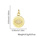 Golden Evil Eye pendant with micro-pave zircons, measuring 1.6cm for DIY jewelry - Textured Round Eye Pendant