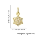 Ciondolo a stella dorato con zirconi, misura 1,18cm x 0,8cm, design leggero da 0,5g - Solo Pendente (Senza Catena) / Stile Esagramma Pave (Stile 11)