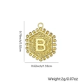 Ciondolo a lettera B esagonale placcato oro 18K con bordo perlato e misure - Ciondolo Singolo / Oro B