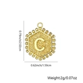 Ciondolo esagonale lettera C placcato oro 18K con finitura testurizzata e dimensioni - Ciondolo Singolo / Oro C