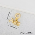 Detail of gold travel charms set featuring airplane globe and camera with measurements - Global Travel Theme Airplane Globe Camera Pendant (Style B)