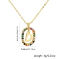 Collana dorata con lettera D e ciondolo ovale in pietre arcobaleno, peso 1g, 1,87cm - Lettera D / Oro