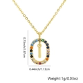 Collana placcata oro con ciondolo lettera I e zirconi colorati in una cornice ovale - Lettera I / Oro