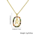 Collana dorata con ciondolo lettera R e zirconi multicolori in cornice ovale - Lettera R / Oro