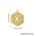 Ciondolo esagonale lettera X placcato oro 18K con trama sabbia e bordo perlato - Ciondolo Singolo / Oro X