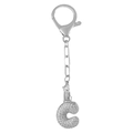 Porte-clés lettre C avec zircons scintillants et fermoir mousqueton en argent 925 - Lettre C Argent Porte-clés