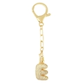 Porte-clés lettre E dorée avec pavage de zircons étincelants style bubble - Lettre E Or Porte-clés