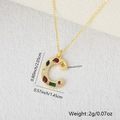 Gold letter C pendant necklace with colorful cubic zirconia and dimensions data - Gold C / Pendant Only (Without Chain)