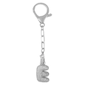 Porte-clés lettre E argenté avec pendentif bulle serti de zircons pour sacs à main - Lettre E Argent Porte-clés