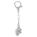 Porte-clés lettre F argentée sertie de zircons pour sacs à main et accessoires - Lettre F Argent Porte-clés