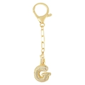 Porte-clés lettre G doré serti de zircons blancs brillants pour sacs à main chic - Lettre G Or Porte-clés