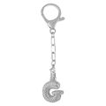 Porte-clés lettre G argentée serti de zircons brillants avec mousqueton métallique - Lettre G Argent Porte-clés