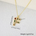 Letter F necklace pendant with colorful cubic zirconia in golden finish for DIY jewelry - Gold F / Pendant Only (Without Chain)