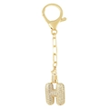 Porte-clés doré avec pendentif lettre H serti de pierres de zircone blanches - Lettre H Or Porte-clés