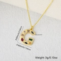 Gold letter G pendant necklace with colorful cubic zirconia and dimensions labeled - Gold G / Pendant Only (Without Chain)